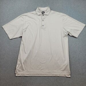 FootJoy Polo Shirt Mens XL Tan Diamond Pattern Performance Short Sleeve